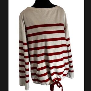 Zara Trafaluc Striped Red and White Boat Neck Nautical Women's Top S Oversized